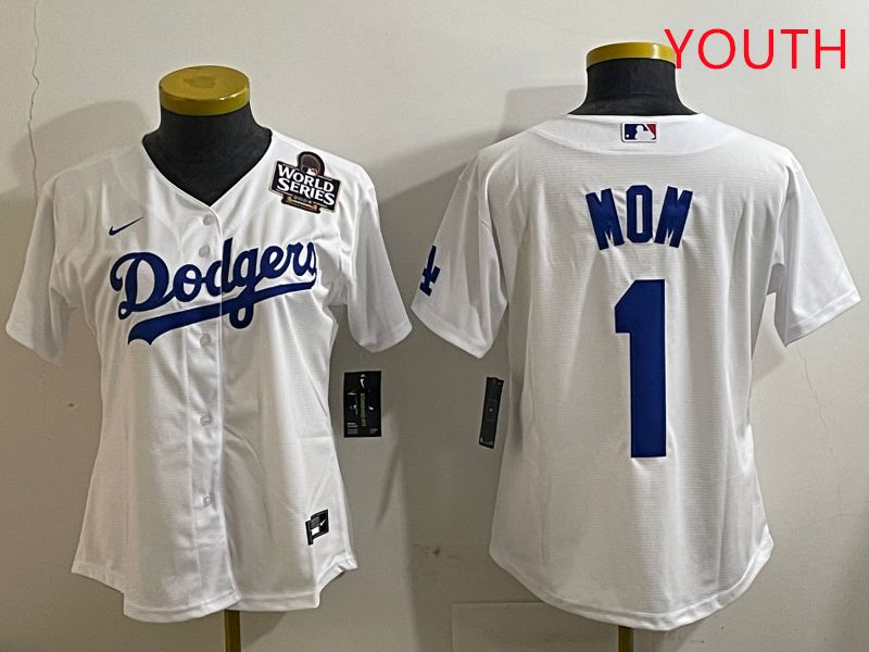 Youth Los Angeles Dodgers #1 Mom White Game 2025 Nike MLB Jersey style 5